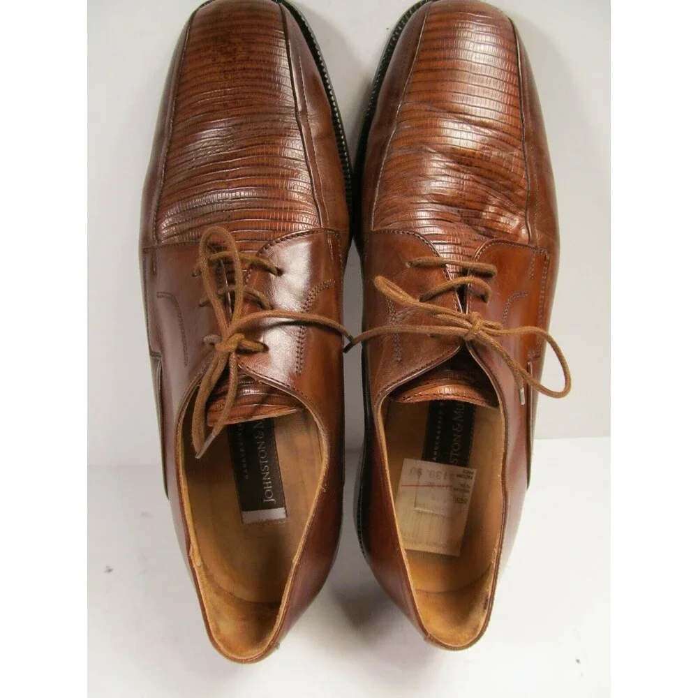 Johnston & Murphy Brown Leather Fancy Bike Toe Oxfords Mens Size US 9.5 M